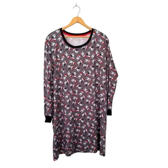 Rene Rofe Holiday Puppy Pajama Black Red Gray Size Medium Super Soft NWOT 8 0305 - Picture 2 of 7